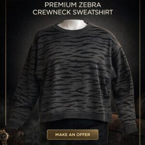 Time & Tru Women's Medium Black Zebra Print Flocked Relaxed Sweatshirt Top